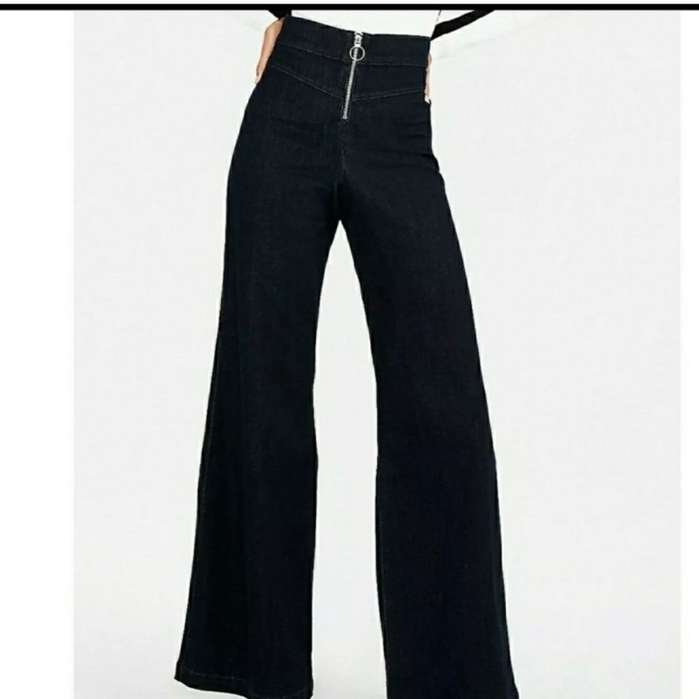 Dark Wash Super High-Rise Wide Leg Jeans